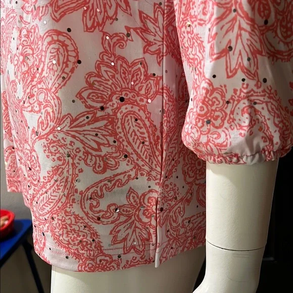 Pink Paisley Women's Top Medium #EE - Picture 4 of 6